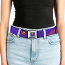 Bizzaro Logo Full Color Blue Seatbelt Belt - Bizzaro Logo w/Bizzaro Pose Webbing