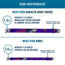 Bizzaro Logo Full Color Blue Seatbelt Belt - Bizzaro Logo w/Bizzaro Pose Webbing