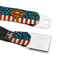Superman Shield Full Color Americana Blue Seatbelt Belt - Superman Shield Americana Red/White/Blue/Yellow Webbing