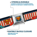 Superman Shield Full Color Americana Blue Seatbelt Belt - Superman Pose/Shield Americana Blue/White/Red/White Webbing