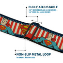 Superman Shield Full Color Americana Blue Seatbelt Belt - Superman Pose/Shield Americana Blue/White/Red/White Webbing