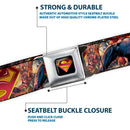 Superman Shield Full Color Black Golds Reds White Seatbelt Belt - Superman Unchained Explosion Action Pose/Wraith/Shield Golds/Reds Webbing