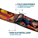 Superman Shield Full Color Black Golds Reds White Seatbelt Belt - Superman Unchained Explosion Action Pose/Wraith/Shield Golds/Reds Webbing