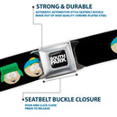 SOUTH PARK Title Logo Full Color Black/White Seatbelt Belt - South Park Boys Face Repeat Black Webbing