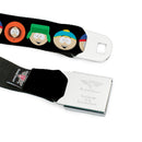 SOUTH PARK Title Logo Full Color Black/White Seatbelt Belt - South Park Boys Face Repeat Black Webbing