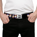 SOUTH PARK Title Logo Full Color Black/White Seatbelt Belt - South Park Stan Flip Poses Black Webbing