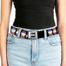 SOUTH PARK Title Logo Full Color Black/White Seatbelt Belt - South Park Stan Flip Poses Black Webbing