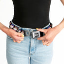 SOUTH PARK Title Logo Full Color Black/White Seatbelt Belt - South Park Stan Flip Poses Black Webbing