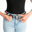 SOUTH PARK Title Logo Full Color Black/White Seatbelt Belt - South Park Cartman Flip Poses Black Webbing
