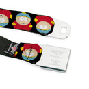 SOUTH PARK Title Logo Full Color Black/White Seatbelt Belt - South Park Cartman Flip Poses Black Webbing