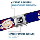 SOUTH PARK Title Logo Full Color Black/White Seatbelt Belt - South Park Cartman Holiday Quote Sweater Stitch Pose Blue Webbing