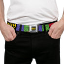 SOUTH PARK Title Logo Full Color Black/Yellow Seatbelt Belt - SOUTH PARK Boys Face Drawing and Title Logo Color Block Multi Color Webbing