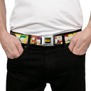 SOUTH PARK Title Logo Full Color Black/Yellow Seatbelt Belt - South Park School Kids Faces Stacked Webbing