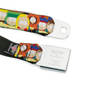 SOUTH PARK Title Logo Full Color Black/Yellow Seatbelt Belt - South Park School Kids Faces Stacked Webbing