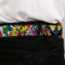 THE NEW TEEN TITANS Logo Full Color Black Red Blue Yellow Seatbelt Belt - THE NEW TEEN TITANS Issue #1 Superhero Cover Poses White Webbing