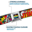 THE NEW TEEN TITANS Logo Full Color Black Red Blue Yellow Seatbelt Belt - THE NEW TEEN TITANS Issue #1 Superhero Cover Poses White Webbing