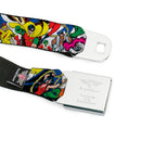 THE NEW TEEN TITANS Logo Full Color Black Red Blue Yellow Seatbelt Belt - THE NEW TEEN TITANS Issue #1 Superhero Cover Poses White Webbing