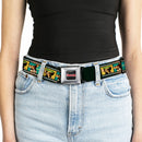 GREMLINS Title Logo Full Color Black/White/Red Seatbelt Belt - Gremlins GIZMO Film Strip Pose Blocks Webbing