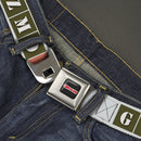 GREMLINS Title Logo Full Color Black/White/Red Seatbelt Belt - Gremlins GIZMO Text and Pose Blocks White/Multi Color Webbing