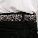 GREMLINS Title Logo Full Color Black/White/Red Seatbelt Belt - Gremlins Gizmo Pose and Rules Collage Gray Webbing