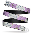 GILMORE GIRLS Title Logo Full Color Blue/White Seatbelt Belt - GILMORE GIRLS Title Logo and Flower Petals Lavender/White/Blue Webbing