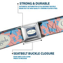 GILMORE GIRLS Title Logo Full Color Blue/White Seatbelt Belt - GILMORE GIRLS Title Logo and Dragon Flies Scattered Pink/White/Blues Webbing