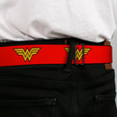 Wonder Woman Logo Full Color Red Seatbelt Belt - Wonder Woman Logo Red Webbing