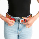 Wonder Woman Logo Full Color Red Seatbelt Belt - Wonder Woman Logo Red Webbing
