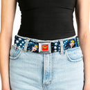 Wonder Woman Logo Full Color Red Seatbelt Belt - Wonder Woman Face w/Stars Webbing