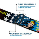 Wonder Woman Logo Full Color Red Seatbelt Belt - Wonder Woman Face w/Stars Webbing