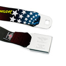 Wonder Woman Logo Full Color Red Seatbelt Belt - Wonder Woman Face w/Stars Webbing
