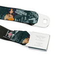 Wonder Woman Logo Full Color Red Seatbelt Belt - WONDER WOMAN 4-Poses Skyline & Stars Blues Webbing