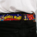 Wonder Woman Logo Full Color Red Seatbelt Belt - DC Girls WONDER WOMAN 3-Poses/Logo/Stars Red/Gold/Blues/White Webbing