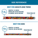 Wonder Woman Logo Full Color Red Seatbelt Belt - DC Girls WONDER WOMAN 3-Poses/Logo/Stars Red/Gold/Blues/White Webbing