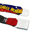 Wonder Woman Logo Full Color Red Seatbelt Belt - DC Girls WONDER WOMAN 3-Poses/Logo/Stars Red/Gold/Blues/White Webbing