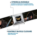 Wonder Woman 2017 Icon Full Color Black/Gold Seatbelt Belt - Wonder Woman 2017 Icon/3-Sketch Poses Black/Gold Webbing