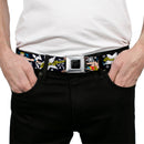 Wonder Woman Black Silver Seatbelt Belt - Wonder Woman/Stars Black/White Webbing