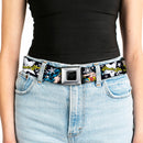 Wonder Woman Black Silver Seatbelt Belt - Wonder Woman/Stars Black/White Webbing