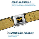 Wonder Woman Logo Reverse Brushed Black Gold Seatbelt Belt - Wonder Woman Logo Metallic Gold/Black Webbing