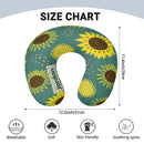 Personalized Sunflower Travel Neck Pillow with Name | Memory Foam, Detachable Washable Cover | Custom Gift for Sunflower Lovers