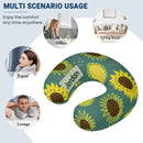 Personalized Sunflower Travel Neck Pillow with Name | Memory Foam, Detachable Washable Cover | Custom Gift for Sunflower Lovers