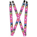 Suspenders - 1.0" - BATGIRL Face Pose w Logo & Stars Pink White Yellow