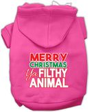 Christmas Pet Dog & Cat Hoodie Screen Printed, "Merry Christmas Ya Filthy Animal"