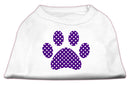 Pet Dog & Cat Shirt Screen Printed, "Swiss Dots Purple Paw"