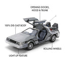 Back to the Future die-cast 1:24 scale 40th Anniversary "Hollywood Rides" light-up DeLorean Time Machine