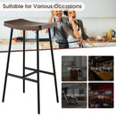 Industrial Saddle Stool with Metal Legs and Adjustable Foot Pads