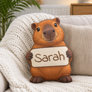 Personalized Capybara Plush Pillow with Custom Name Sign