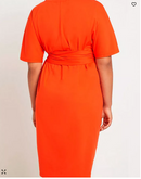 Eloquii Plus Size Cross Front Flutter Sleeve Dress -Sz 24/Peppery Vermillion