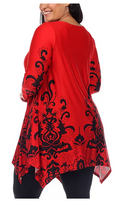 White Mark Plus Size Yanette Tunic Top - Red, Size 1X