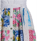 Boston Proper Mixed Media Eyelet Patchwork Print Fit and Flare Dress, Size Medium